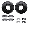 8512-67169 Drilled/Slotted Brake Rotors w/5000 Advanced Brake Pads Kit & Hardware [Black], 1982-1986 Infiniti/Nissan, Position:  - image 1