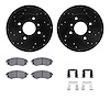 8512-67224 Drilled/Slotted Brake Rotors w/5000 Advanced Brake Pads Kit & Hardware [Black], 1989-1996 Infiniti/Nissan, Position:  - image 1