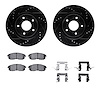 8512-67500 Drilled/Slotted Brake Rotors w/5000 Advanced Brake Pads Kit & Hardware [Black], 2011-2019 Infiniti/Nissan, Position:  - image 1