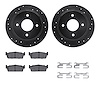 8512-68001 Drilled/Slotted Brake Rotors w/5000 Advanced Brake Pads Kit & Hardware [Black], 1990-1992 Infiniti/Nissan, Position:  - image 1