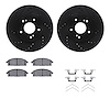 8512-68004 Drilled/Slotted Brake Rotors w/5000 Advanced Brake Pads Kit & Hardware [Black], 1997-2001 Infiniti/Nissan, Position:  - image 1