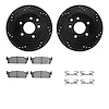 8512-68005 Drilled/Slotted Brake Rotors w/5000 Advanced Brake Pads Kit & Hardware [Black], 2002-2006 Infiniti/Nissan, Position:  - image 1