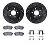 8512-68006 Drilled/Slotted Brake Rotors w/5000 Advanced Brake Pads Kit & Hardware [Black], 2003-2005 Infiniti/Nissan, Position:  - image 1
