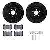8512-68015 Drilled/Slotted Brake Rotors w/5000 Advanced Brake Pads Kit & Hardware [Black], Fits Select Infiniti/Nissan, Position - image 1