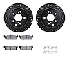 8512-68026 Drilled/Slotted Brake Rotors w/5000 Advanced Brake Pads Kit & Hardware [Black], 1990-1993 Infiniti/Nissan, Position:  - image 1