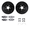 8512-68059 Drilled/Slotted Brake Rotors w/5000 Advanced Brake Pads Kit & Hardware [Black], 2007-2015 Infiniti/Nissan, Position:  - image 1