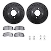 8512-72010 Drilled/Slotted Brake Rotors w/5000 Advanced Brake Pads Kit & Hardware [Black], 1985-1991 Multiple Makes/Models, Posi - image 1