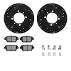 8512-72017 Drilled/Slotted Brake Rotors w/5000 Advanced Brake Pads Kit & Hardware [Black], 1988-1993 Multiple Makes/Models, Posi - image 1