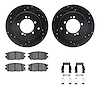 8512-72027 Drilled/Slotted Brake Rotors w/5000 Advanced Brake Pads Kit & Hardware [Black], 1991-1993 Multiple Makes/Models, Posi - image 1
