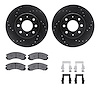 8512-72028 Drilled/Slotted Brake Rotors w/5000 Advanced Brake Pads Kit & Hardware [Black], 1990-1993 Mitsubishi, Position: Front - image 1