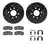8512-72034 Drilled/Slotted Brake Rotors w/5000 Advanced Brake Pads Kit & Hardware [Black], 1989-1997 Multiple Makes/Models, Posi - image 1