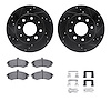 8512-72039 Drilled/Slotted Brake Rotors w/5000 Advanced Brake Pads Kit & Hardware [Black], 2002-2005 Kia/Hyundai/Genesis, Positi - image 1