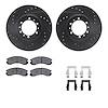 8512-72043 Drilled/Slotted Brake Rotors w/5000 Advanced Brake Pads Kit & Hardware [Black], 1990-2004 Mitsubishi, Position: Front - image 1
