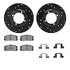 8512-72050 Drilled/Slotted Brake Rotors w/5000 Advanced Brake Pads Kit & Hardware [Black], 1985-1990 Multiple Makes/Models, Posi - image 1