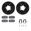 8512-72051 Drilled/Slotted Brake Rotors w/5000 Advanced Brake Pads Kit & Hardware [Black], 1992-1996 Mitsubishi, Position: Rear - image 1
