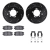 8512-72054 Drilled/Slotted Brake Rotors w/5000 Advanced Brake Pads Kit & Hardware [Black], 1994-1994 Mopar, Position: Rear - image 1
