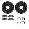 8512-72057 Drilled/Slotted Brake Rotors w/5000 Advanced Brake Pads Kit & Hardware [Black], 1998-2002 Mitsubishi, Position: Front - image 1