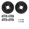 8512-72058 Drilled/Slotted Brake Rotors w/5000 Advanced Brake Pads Kit & Hardware [Black], 2002-2007 Mitsubishi, Position: Front - image 1