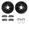 8512-72063 Drilled/Slotted Brake Rotors w/5000 Advanced Brake Pads Kit & Hardware [Black], 2004-2012 Mitsubishi, Position: Front - image 1