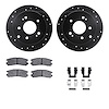8512-72064 Drilled/Slotted Brake Rotors w/5000 Advanced Brake Pads Kit & Hardware [Black], 2004-2012 Mitsubishi, Position: Rear - image 1