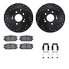 8512-72066 Drilled/Slotted Brake Rotors w/5000 Advanced Brake Pads Kit & Hardware [Black], 2006-2012 Mitsubishi, Position: Rear - image 1