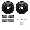 8512-72070 Drilled/Slotted Brake Rotors w/5000 Advanced Brake Pads Kit & Hardware [Black], 2008-2015 Mitsubishi, Position: Front - image 1