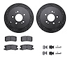 8512-72074 Drilled/Slotted Brake Rotors w/5000 Advanced Brake Pads Kit & Hardware [Black], 2004-2011 Mitsubishi, Position: Rear - image 1