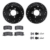 8512-72075 Drilled/Slotted Brake Rotors w/5000 Advanced Brake Pads Kit & Hardware [Black], 2007-2015 Mitsubishi, Position: Rear - image 1