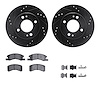 8512-72078 Drilled/Slotted Brake Rotors w/5000 Advanced Brake Pads Kit & Hardware [Black], 2014-2015 Mitsubishi, Position: Front - image 1