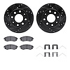 8512-72085 Drilled/Slotted Brake Rotors w/5000 Advanced Brake Pads Kit & Hardware [Black], 1999-2001 Kia/Hyundai/Genesis, Positi - image 1