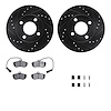 8512-73000 Drilled/Slotted Brake Rotors w/5000 Advanced Brake Pads Kit & Hardware [Black], 1983-1991 Audi/Volkswagen, Position:  - image 1