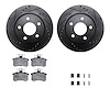 8512-73004 Drilled/Slotted Brake Rotors w/5000 Advanced Brake Pads Kit & Hardware [Black], 1986-1991 Audi/Volkswagen, Position:  - image 1