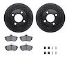 8512-73008 Drilled/Slotted Brake Rotors w/5000 Advanced Brake Pads Kit & Hardware [Black], 1984-1987 Audi/Volkswagen, Position:  - image 1