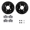 8512-73010 Drilled/Slotted Brake Rotors w/5000 Advanced Brake Pads Kit & Hardware [Black], 1982-1998 Audi/Volkswagen, Position: 