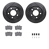 8512-73034 Drilled/Slotted Brake Rotors w/5000 Advanced Brake Pads Kit & Hardware [Black], 2000-2002 Audi/Volkswagen, Position:  - image 1