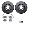 8512-73041 Drilled/Slotted Brake Rotors w/5000 Advanced Brake Pads Kit & Hardware [Black], 2000-2009 Audi/Volkswagen, Position:  - image 1