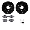 8512-73048 Drilled/Slotted Brake Rotors w/5000 Advanced Brake Pads Kit & Hardware [Black], 1996-1999 Audi/Volkswagen, Position:  - image 1