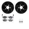 8512-73049 Drilled/Slotted Brake Rotors w/5000 Advanced Brake Pads Kit & Hardware [Black], 1998-2008 Audi/Volkswagen, Position:  - image 1