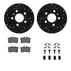 8512-73053 Drilled/Slotted Brake Rotors w/5000 Advanced Brake Pads Kit & Hardware [Black], 2002-2006 Audi/Volkswagen, Position:  - image 1