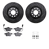 8512-73055 Drilled/Slotted Brake Rotors w/5000 Advanced Brake Pads Kit & Hardware [Black], 1999-2006 Audi/Volkswagen, Position:  - image 1