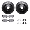 8512-73060 Drilled/Slotted Brake Rotors w/5000 Advanced Brake Pads Kit & Hardware [Black], 2007-2011 Audi/Volkswagen, Position:  - image 1