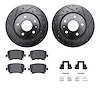 8512-73061 Drilled/Slotted Brake Rotors w/5000 Advanced Brake Pads Kit & Hardware [Black], 2009-2015 Audi/Volkswagen, Position:  - image 1