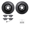 8512-73063 Drilled/Slotted Brake Rotors w/5000 Advanced Brake Pads Kit & Hardware [Black], 2008-2011 Audi/Volkswagen, Position:  - image 1