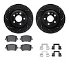 8512-73064 Drilled/Slotted Brake Rotors w/5000 Advanced Brake Pads Kit & Hardware [Black], 2012-2013 Audi/Volkswagen, Position:  - image 1