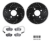 8512-73079 Drilled/Slotted Brake Rotors w/5000 Advanced Brake Pads Kit & Hardware [Black], 1983-1991 Audi/Volkswagen, Position:  - image 1