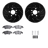 8512-73086 Drilled/Slotted Brake Rotors w/5000 Advanced Brake Pads Kit & Hardware [Black], 2012-2016 Audi/Volkswagen, Position:  - image 1