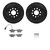 8512-73099 Drilled/Slotted Brake Rotors w/5000 Advanced Brake Pads Kit & Hardware [Black], Fits Select Audi/Volkswagen, Position - image 1