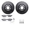 8512-73101 Drilled/Slotted Brake Rotors w/5000 Advanced Brake Pads Kit & Hardware [Black], Fits Select Audi/Volkswagen, Position - image 1