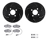 8512-73133 Drilled/Slotted Brake Rotors w/5000 Advanced Brake Pads Kit & Hardware [Black], 1990-1998 Audi/Volkswagen, Position:  - image 1