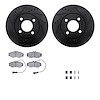 8512-73136 Drilled/Slotted Brake Rotors w/5000 Advanced Brake Pads Kit & Hardware [Black], 1990-1991 Audi/Volkswagen, Position:  - image 1